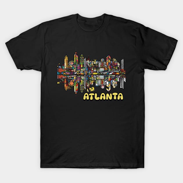 Atlanta Georgia City Skyline PopArt Travel Wanderlust T-Shirt by Lavender Celeste